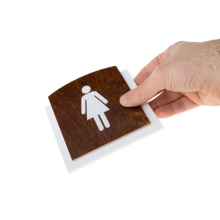 Holzschild mit erhabenem Piktogramm - TOILETTE - Abmessungen: 120x118mm - TAB448