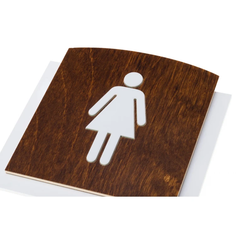 Holzschild mit erhabenem Piktogramm - TOILETTE - Abmessungen: 120x118mm - TAB448