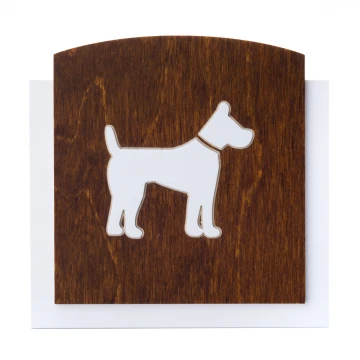 Holzschild mit erhabenem Piktogramm - HUND - Maße: 120x118mm - TAB444