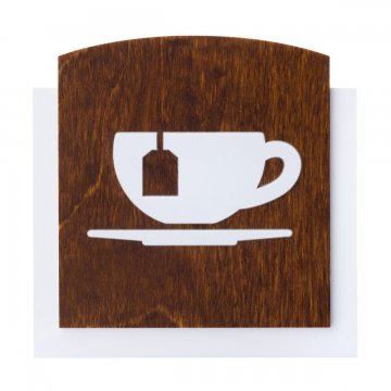 Holzschild mit erhabenem Piktogramm - TEE - Größe: 120x118mm - TAB443