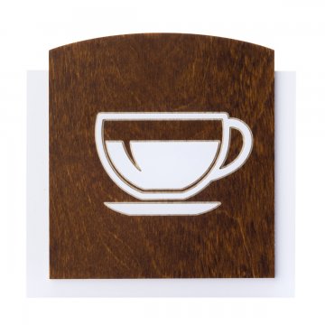 Holzschild mit erhabenem Piktogramm - KAFFEE - Abmessungen: 120x118mm - TAB442