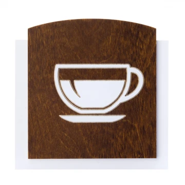 Holzschild mit erhabenem Piktogramm - KAFFEE - Abmessungen: 120x118mm - TAB442