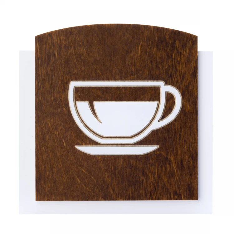 Holzschild mit erhabenem Piktogramm - KAFFEE - Abmessungen: 120x118mm - TAB442