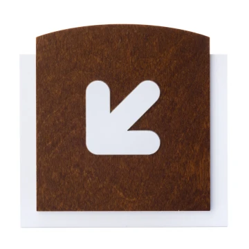 Holzschild mit erhabenem Piktogramm - PFEIL NACH UNTEN - Abmessungen: 120x118mm - TAB440