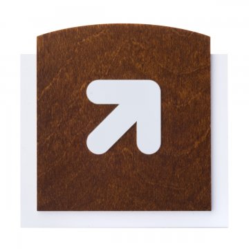 Holzschild mit erhabenem Piktogramm - PFEIL NACH OBEN - Abmessungen: 120x118mm - TAB439