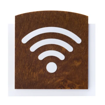 Holzschild mit erhabenem Piktogramm - WIFI 2 - Abmessungen: 120x118mm - TAB436