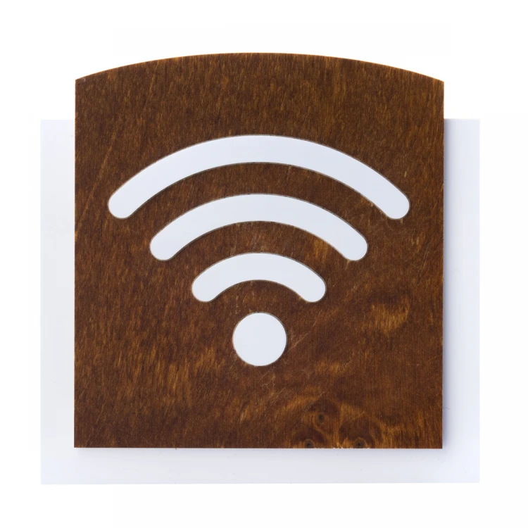 Holzschild mit erhabenem Piktogramm - WIFI 2 - Abmessungen: 120x118mm - TAB436