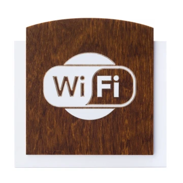Holzschild mit erhabenem Piktogramm - WIFI 1 - Abmessungen: 120x118mm - TAB435