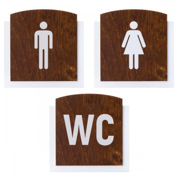 Holzschild mit erhabenem Piktogramm - TOILETTE - Abmessungen: 120x118mm - TAB448