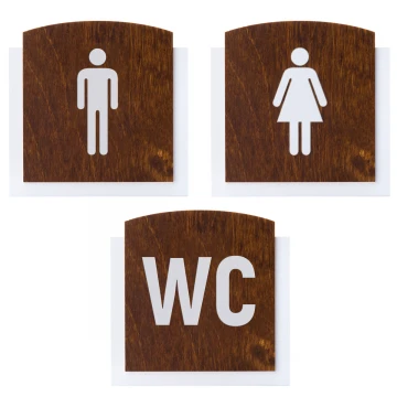 Holzschild mit erhabenem Piktogramm - TOILETTE - Abmessungen: 120x118mm - TAB448