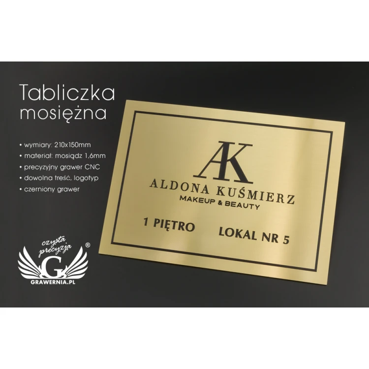 Gravierte Messingplatte - Abm. 210x150mm - TAB061