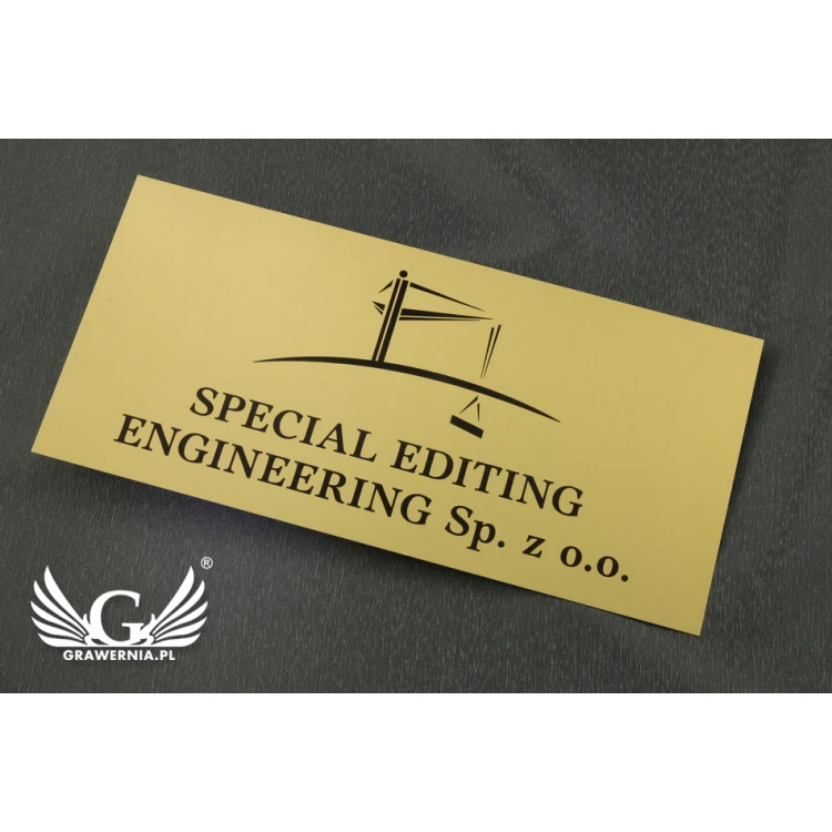 Firmenschild aus goldenem Aluminium - AlumaMark - Größe 250x120mm
