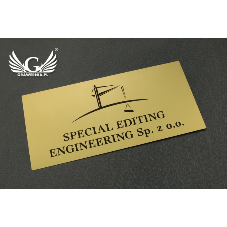 Firmenschild aus goldenem Aluminium - AlumaMark - Größe 250x120mm