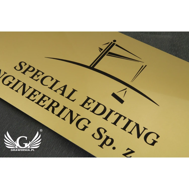 Firmenschild aus goldenem Aluminium - AlumaMark - Größe 250x120mm