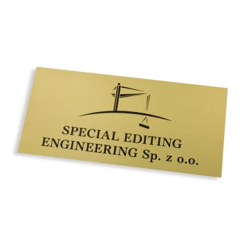 Firmenschild aus goldenem Aluminium - AlumaMark - Größe 250x120mm