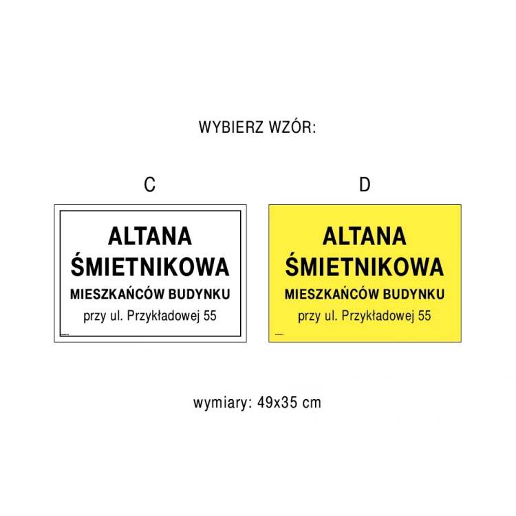 Informationsplatte für Pavillon, Müllschuppen - Größe 490x350mm - PVC - farbiger UV-Druck - TAB246