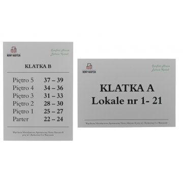 Informationsplatte für Aufzug oder Gebäude - DIBOND MAT Silber 3mm - UV-Druck - Abmessungen 210x148mm - SZUV017