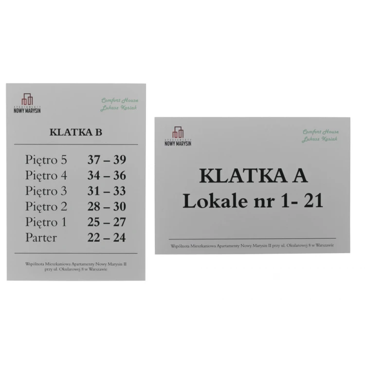 Informationsplatte für Aufzug oder Gebäude - DIBOND MAT Silber 3mm - UV-Druck - Abmessungen 210x148mm - SZUV017