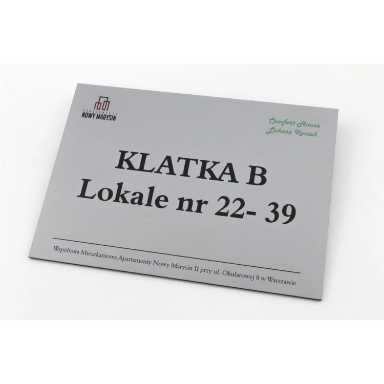 Informationsplatte für Aufzug oder Gebäude - DIBOND MAT Silber 3mm - UV-Druck - Abmessungen 210x148mm - SZUV017