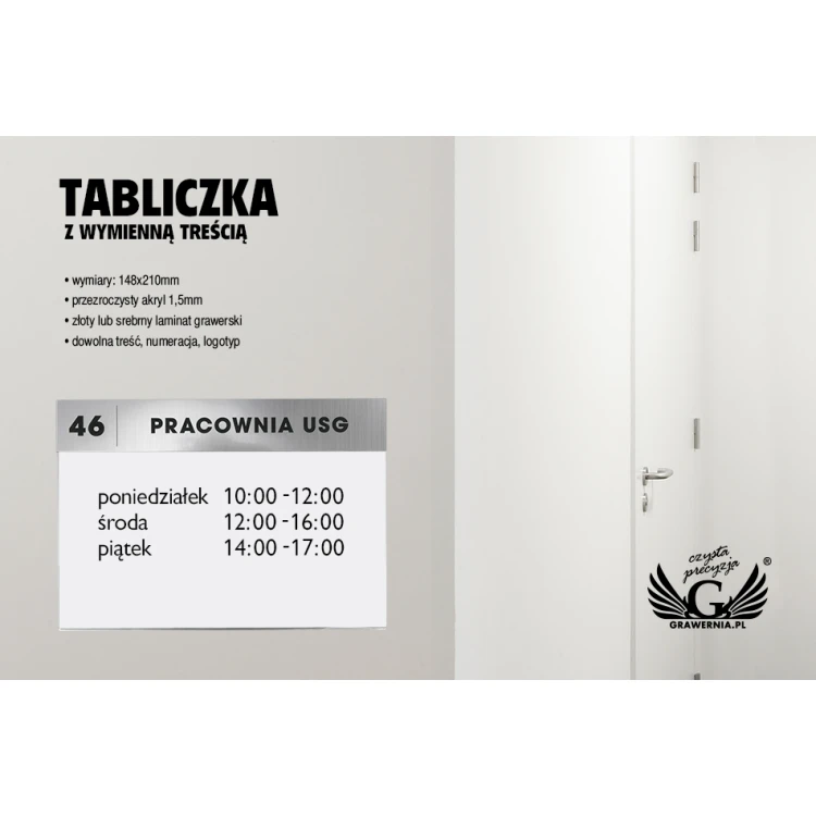 Informationsplatte für austauschbare A5-Karte Abm. 210x148mm - TAB068
