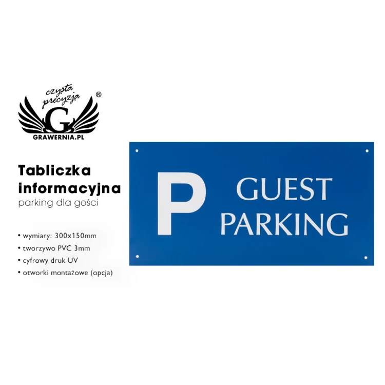 Informationsplatte Parkplatz für Gäste - Größe 300x150mm - PVC - farbiger UV-Druck - TAB065