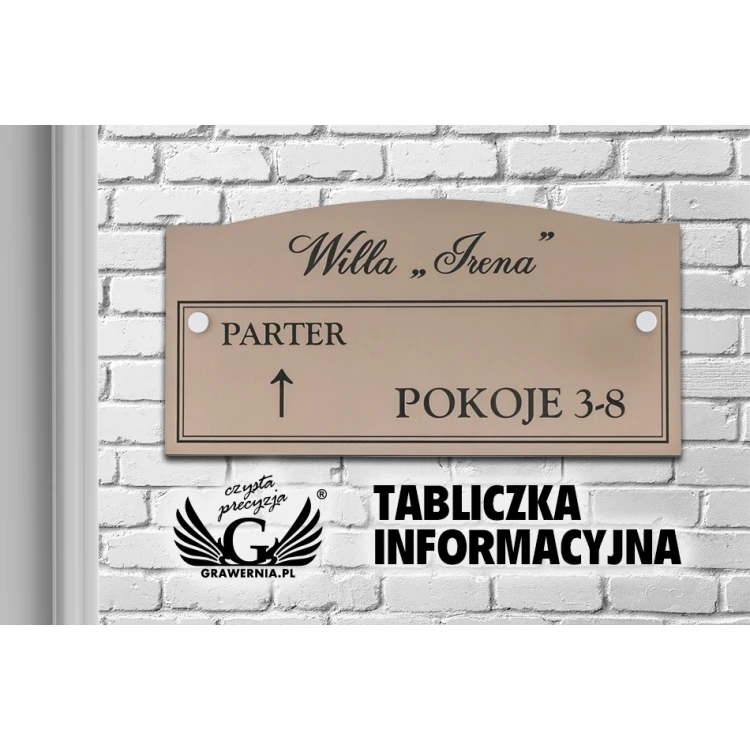 Informationsplatte - Stockwerke und Zimmer - Größe 300x150mm - Laminat Caffe Latte - SZ132