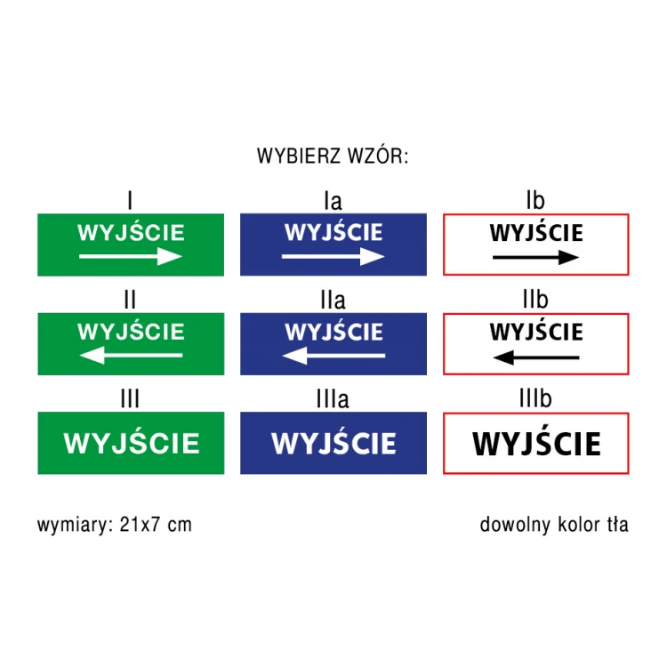 Informationsplatte Ausgang - Abm. 210x70mm - PVC - farbiger UV-Druck - TAB163