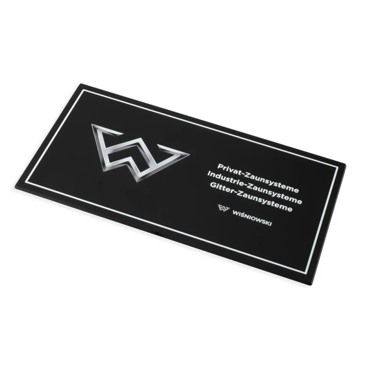 Informationsplatte mit beliebigem Text und Logo - Größe 297x158mm - mattes Acryl - TAB457