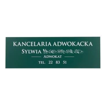 Anwaltskanzlei Schild - dunkelgrünes Laminat - Abmessungen 300x100mm - TAB067