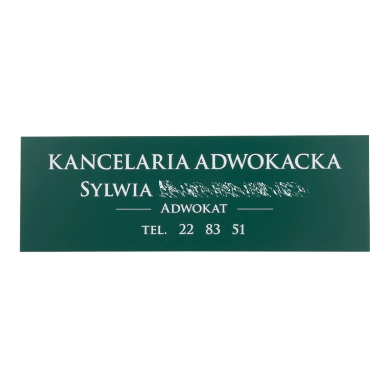 Anwaltskanzlei Schild - dunkelgrünes Laminat - Abmessungen 300x100mm - TAB067