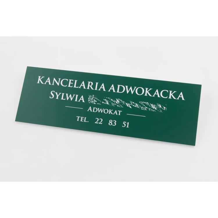 Anwaltskanzlei Schild - dunkelgrünes Laminat - Abmessungen 300x100mm - TAB067
