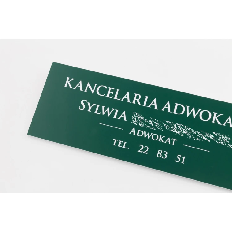 Anwaltskanzlei Schild - dunkelgrünes Laminat - Abmessungen 300x100mm - TAB067