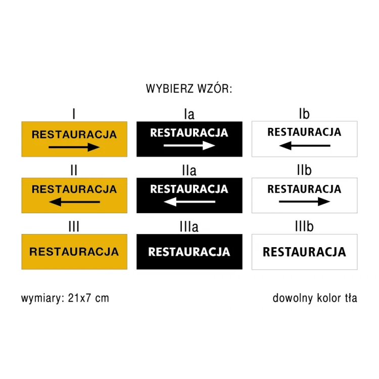 Richtungsschild Restaurant - Abm. 210x70mm - PVC - farbiger UV-Druck - TAB158