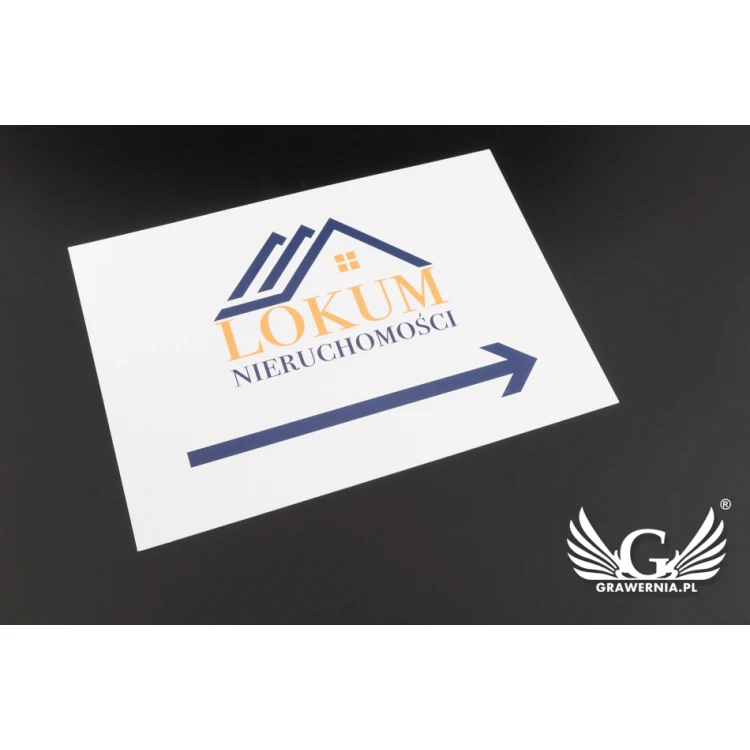 Wegweiserschild mit Firmenlogo - Größe 210x148mm (A5) - Farbiger UV-Druck - PVC - TAB092