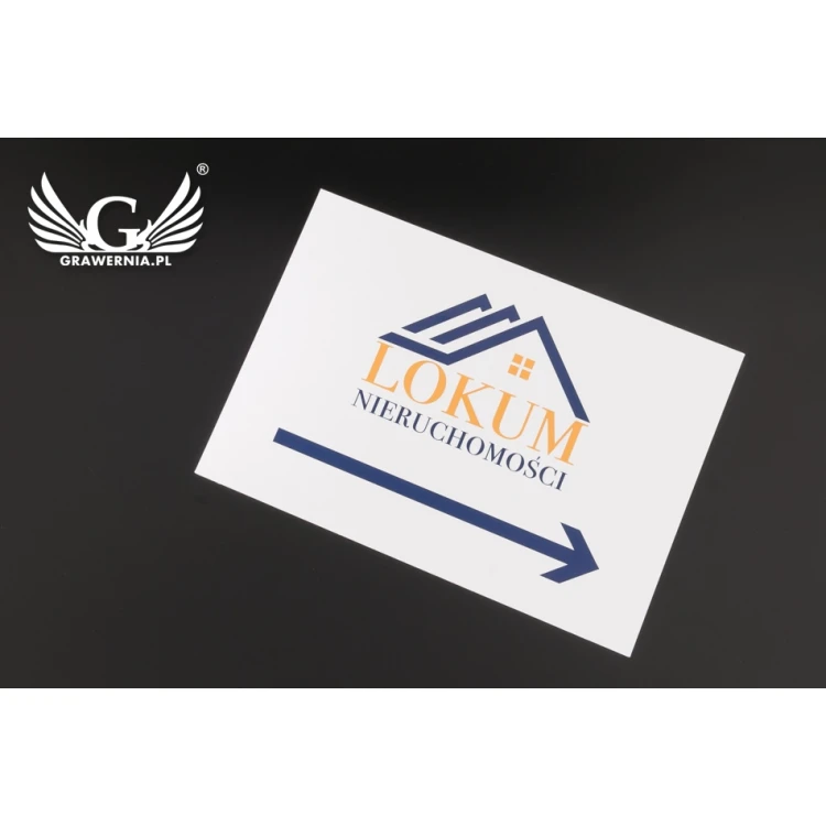 Wegweiserschild mit Firmenlogo - Größe 210x148mm (A5) - Farbiger UV-Druck - PVC - TAB092
