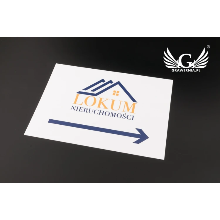 Wegweiserschild mit Firmenlogo - Größe 210x148mm (A5) - Farbiger UV-Druck - PVC - TAB092