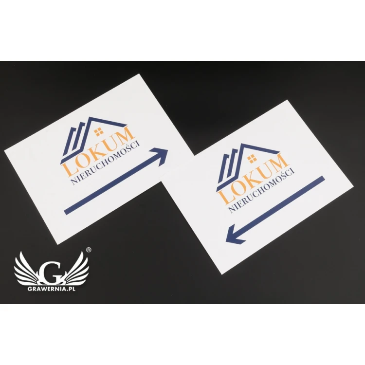 Wegweiserschild mit Firmenlogo - Größe 210x148mm (A5) - Farbiger UV-Druck - PVC - TAB092
