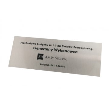 Tafel - versilbertes gebürstetes Messing, Stärke 0,6mm mit UV-Druck - Abmessungen 300x110mm - TAB114