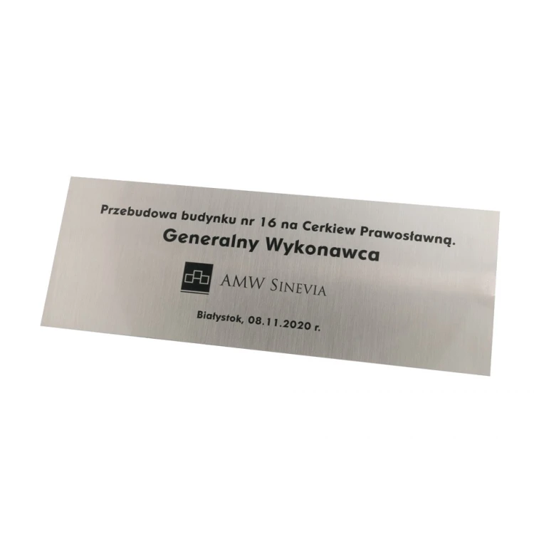 Tafel - versilbertes gebürstetes Messing, Stärke 0,6mm mit UV-Druck - Abmessungen 300x110mm - TAB114