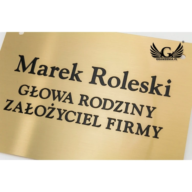 Plakette - gebürstetes Messing, graviert mit Fräsen - CNC - Abm. 210x150mm - TAB106