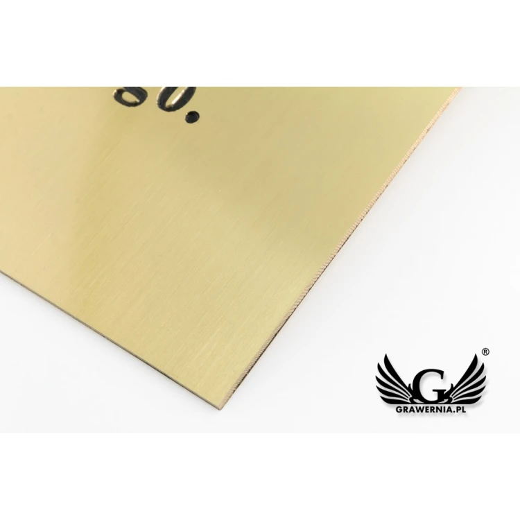 Plakette - gebürstetes Messing, graviert mit Fräsen - CNC - UV-Druckfarbe - Abm. 250x200mm - TAB113