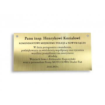 Messingplatte mit Widmung - M004 - Abmessungen 112x55mm