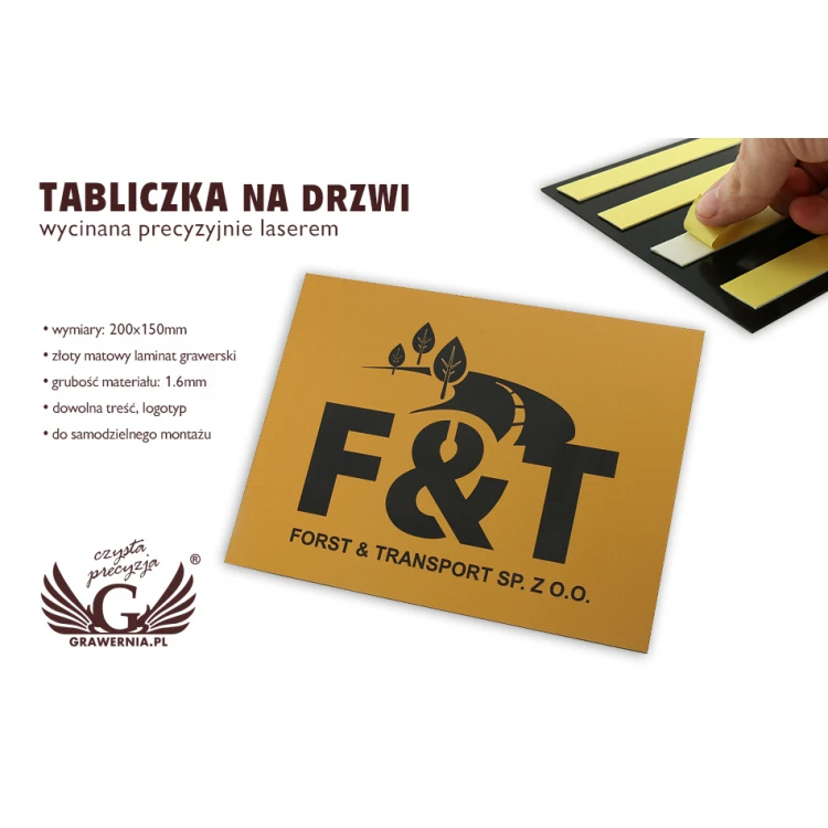Türschild - Abmessungen 200x150mm - mattes goldfarbenes Gravierlaminat
