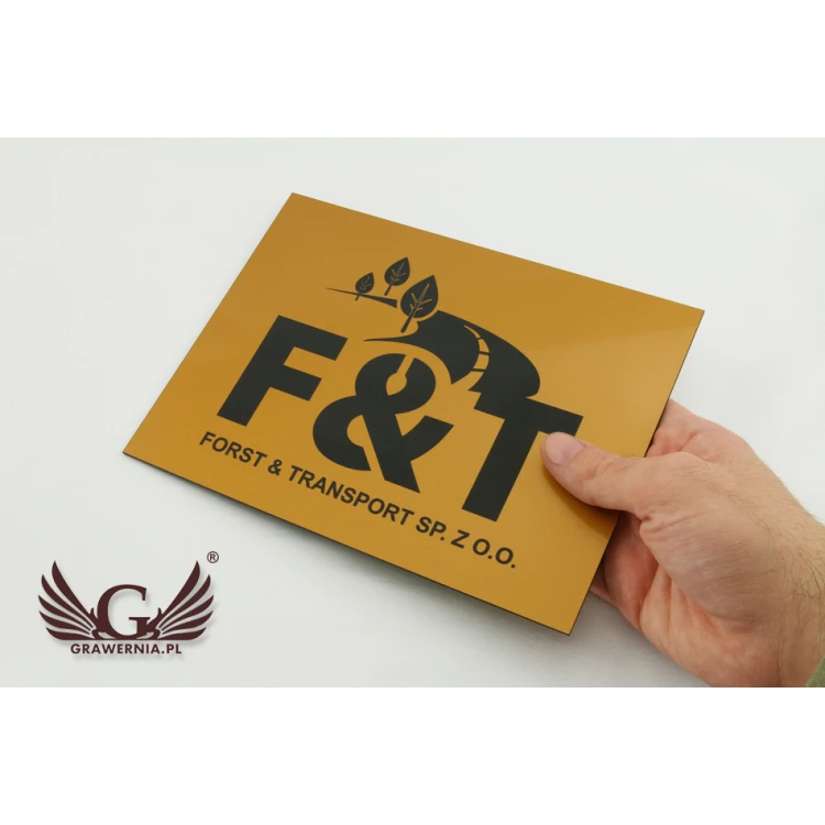 Türschild - Abmessungen 200x150mm - mattes goldfarbenes Gravierlaminat