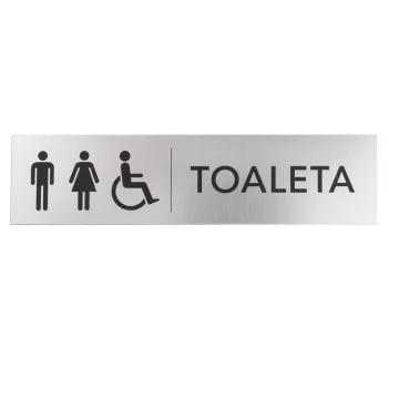 Plakette für Unisex-Toiletten - Silber oder Gold Laminat - Größe 200x50mm - TT036