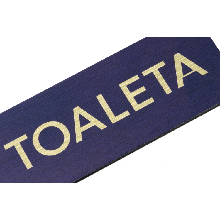 Schild für Unisex-Toiletten - Goldener Dibond mit UV-Druck - Abmessungen 200x50mm - TT040