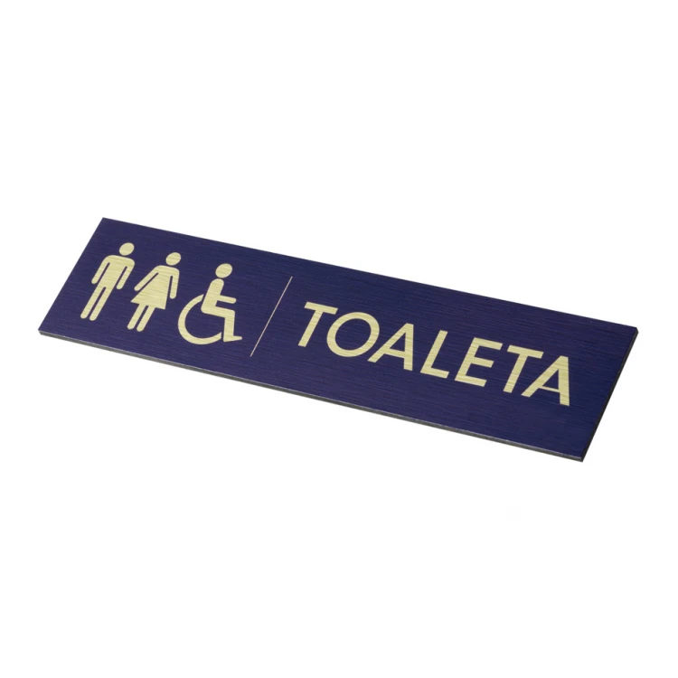 Schild für Unisex-Toiletten - Goldener Dibond mit UV-Druck - Abmessungen 200x50mm - TT040