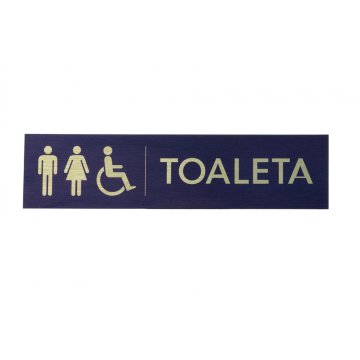Schild für Unisex-Toiletten - Goldener Dibond mit UV-Druck - Abmessungen 200x50mm - TT040