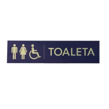 Schild für Unisex-Toiletten - Goldener Dibond mit UV-Druck - Abmessungen 200x50mm - TT040
