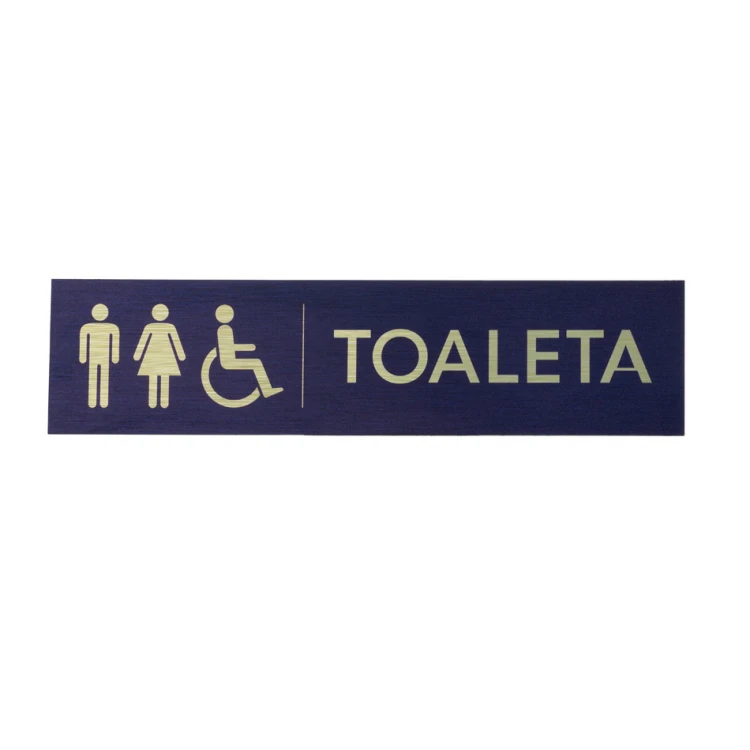 Schild für Unisex-Toiletten - Goldener Dibond mit UV-Druck - Abmessungen 200x50mm - TT040